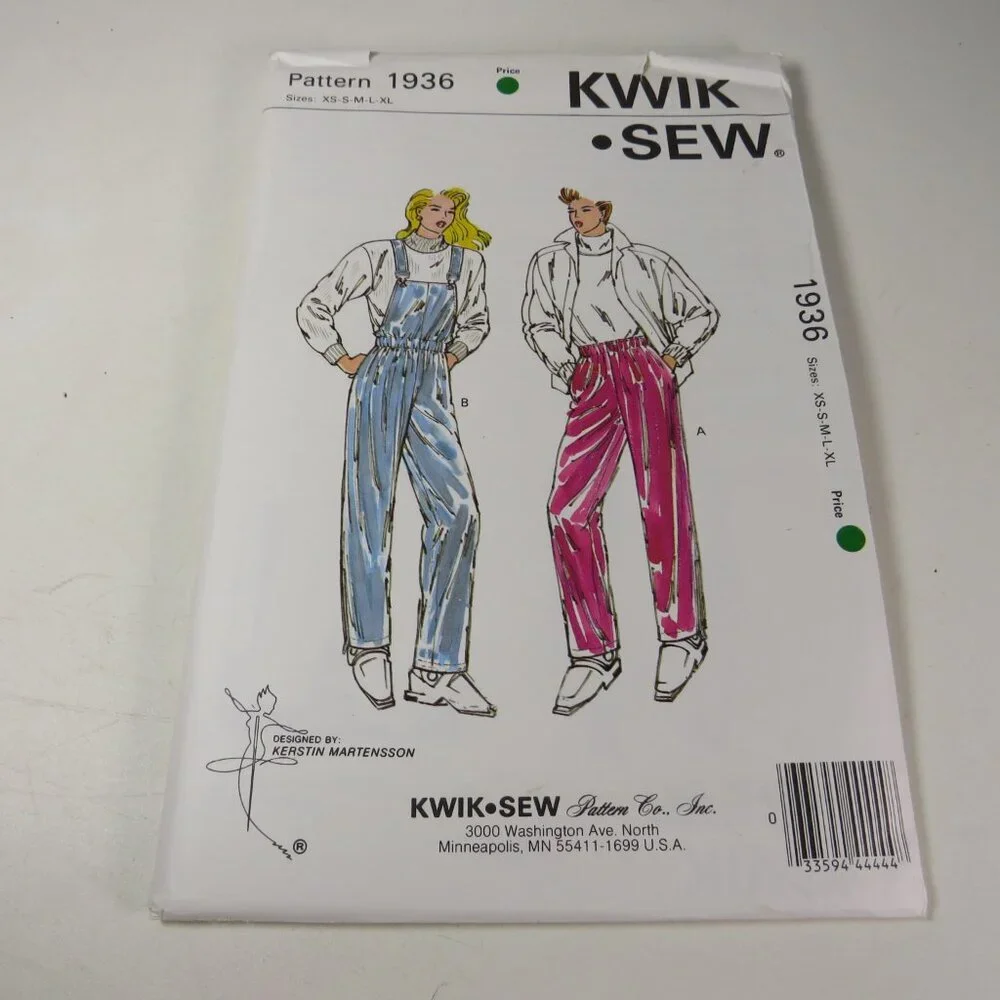 Kwik Sew 1936 Sewing Pattern UNCUT Pants, Overalls, Jumper, Snow Pants